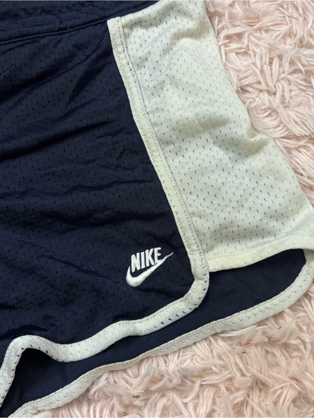Nike Women's Navy and White Athletic Running Shorts